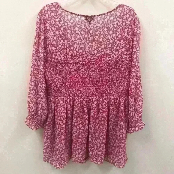 TORRID Pink White Floral Print Polyester Blouse - Picture 2 of 8
